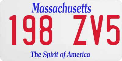 MA license plate 198ZV5