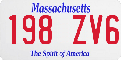MA license plate 198ZV6