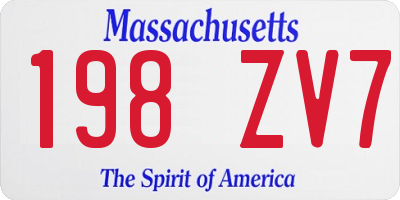 MA license plate 198ZV7