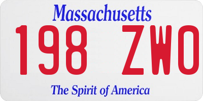 MA license plate 198ZW0