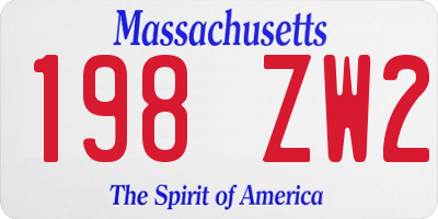 MA license plate 198ZW2