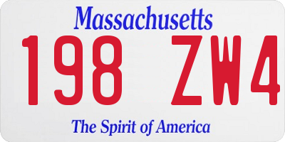 MA license plate 198ZW4