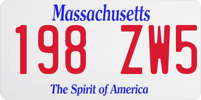 MA license plate 198ZW5