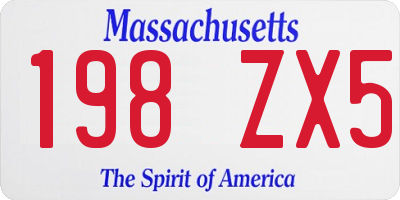 MA license plate 198ZX5
