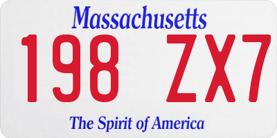 MA license plate 198ZX7