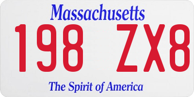 MA license plate 198ZX8