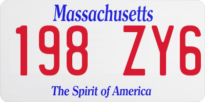 MA license plate 198ZY6