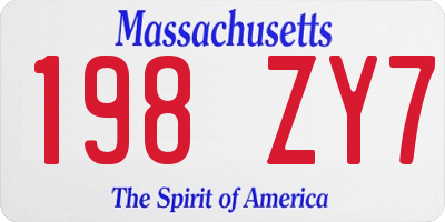 MA license plate 198ZY7