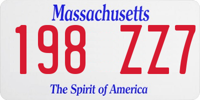 MA license plate 198ZZ7