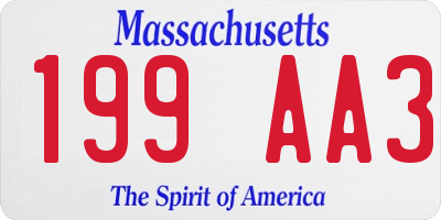 MA license plate 199AA3