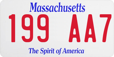 MA license plate 199AA7