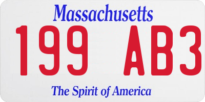 MA license plate 199AB3