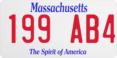 MA license plate 199AB4