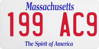 MA license plate 199AC9