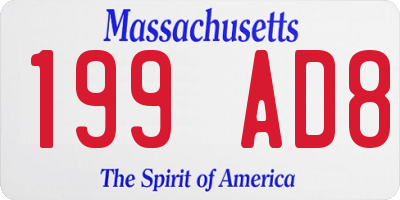 MA license plate 199AD8