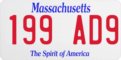 MA license plate 199AD9