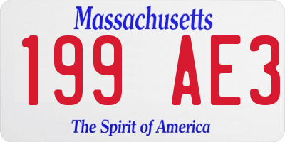 MA license plate 199AE3