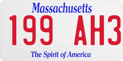 MA license plate 199AH3
