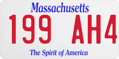 MA license plate 199AH4