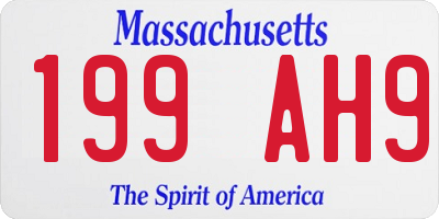 MA license plate 199AH9