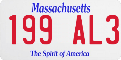 MA license plate 199AL3