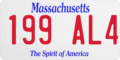 MA license plate 199AL4