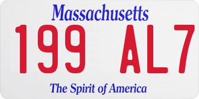 MA license plate 199AL7
