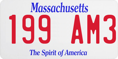 MA license plate 199AM3