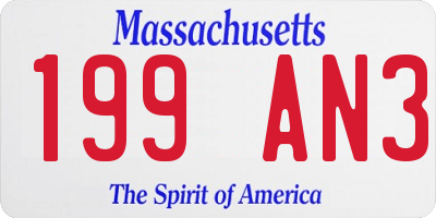 MA license plate 199AN3