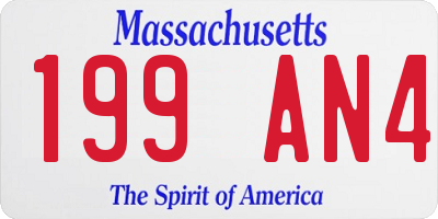 MA license plate 199AN4