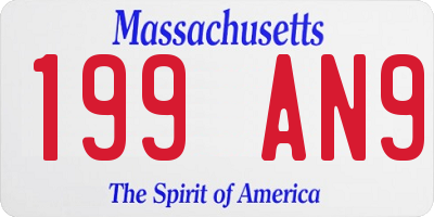 MA license plate 199AN9