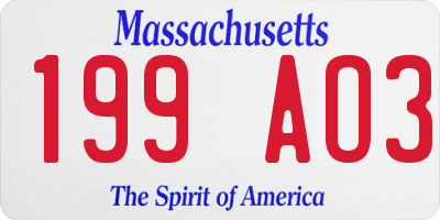 MA license plate 199AO3