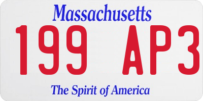 MA license plate 199AP3