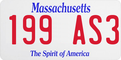 MA license plate 199AS3