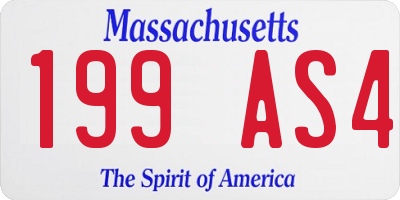 MA license plate 199AS4