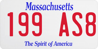 MA license plate 199AS8