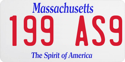 MA license plate 199AS9