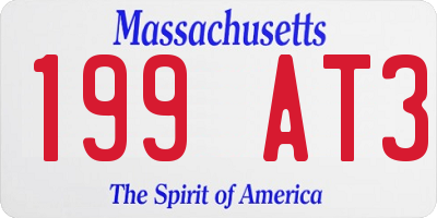 MA license plate 199AT3