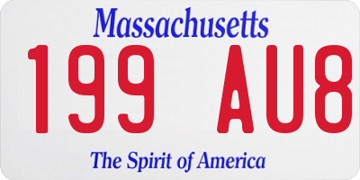 MA license plate 199AU8