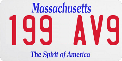 MA license plate 199AV9