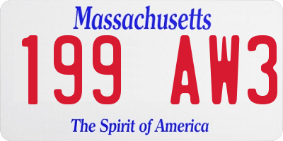 MA license plate 199AW3