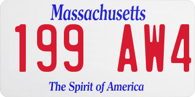 MA license plate 199AW4