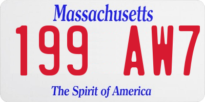 MA license plate 199AW7