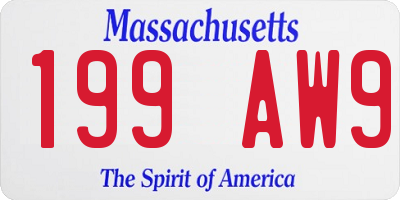MA license plate 199AW9
