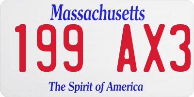 MA license plate 199AX3