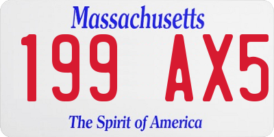 MA license plate 199AX5