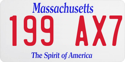 MA license plate 199AX7