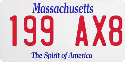 MA license plate 199AX8