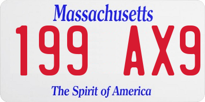 MA license plate 199AX9
