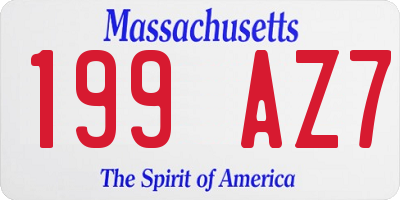 MA license plate 199AZ7